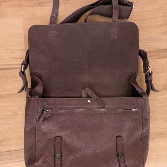 Tumi East West Albuquerque Brown Pebbled Leather Messenger Briefcase Laptop Bag - Picture 3 of 11